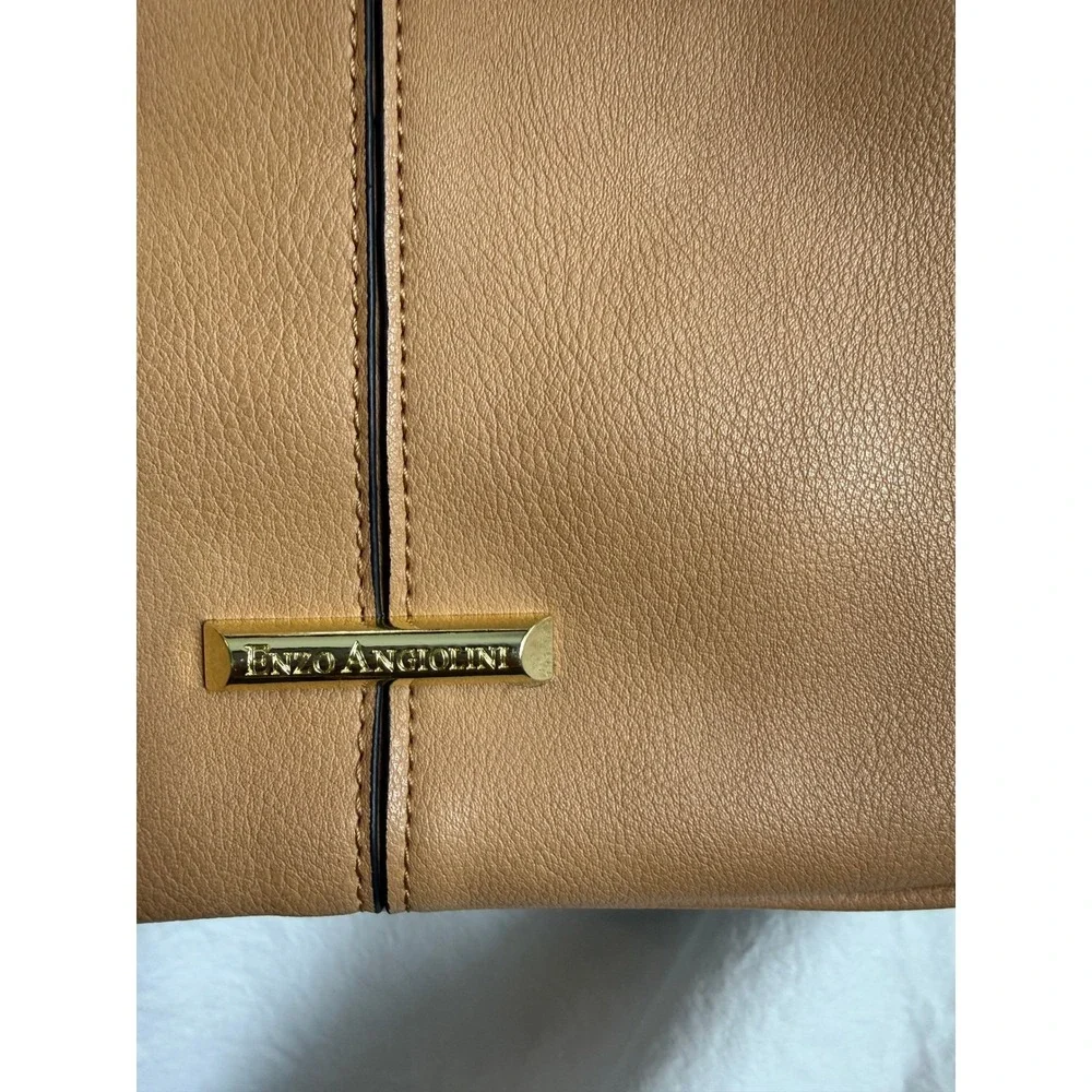 Enzo Angiolini Tan Crossbody Hobo Bag with Bamboo Handles Gold Hardware